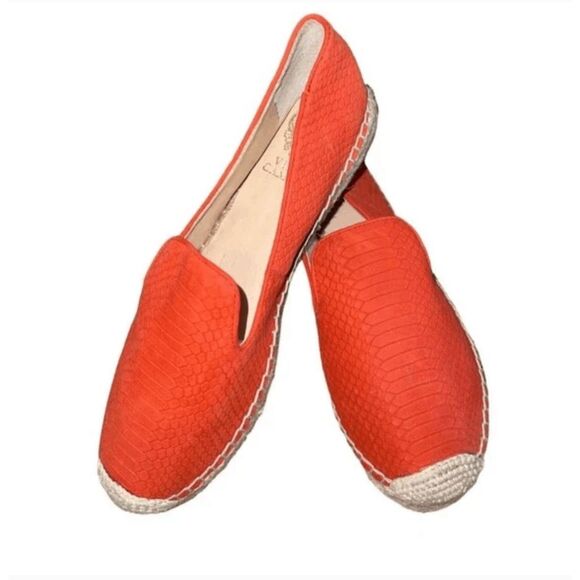 Vince Camuto Driston Espadrilles Flats Orange Suede Snakeskin Animal Print 8 - Picture 1 of 9